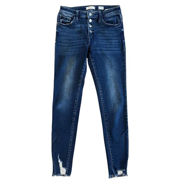 KanCan Mid Rise Ankle skinny Jeans Women's size 26 Button down Bodycon Grunge - Picture 1 of 13
